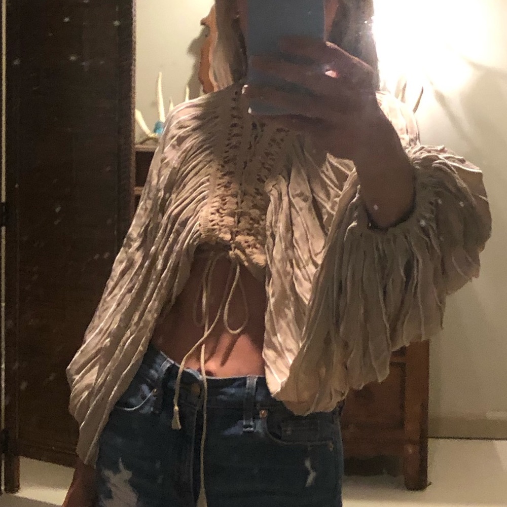 Free People lace up crop top